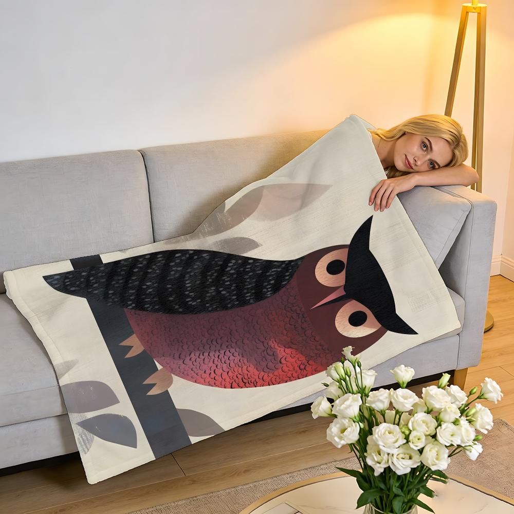 Throw High-Density Short Plush Blanket For Sofa Nap Air-Conditioned Room Soft Skin-Friendly Retro Animal Characters