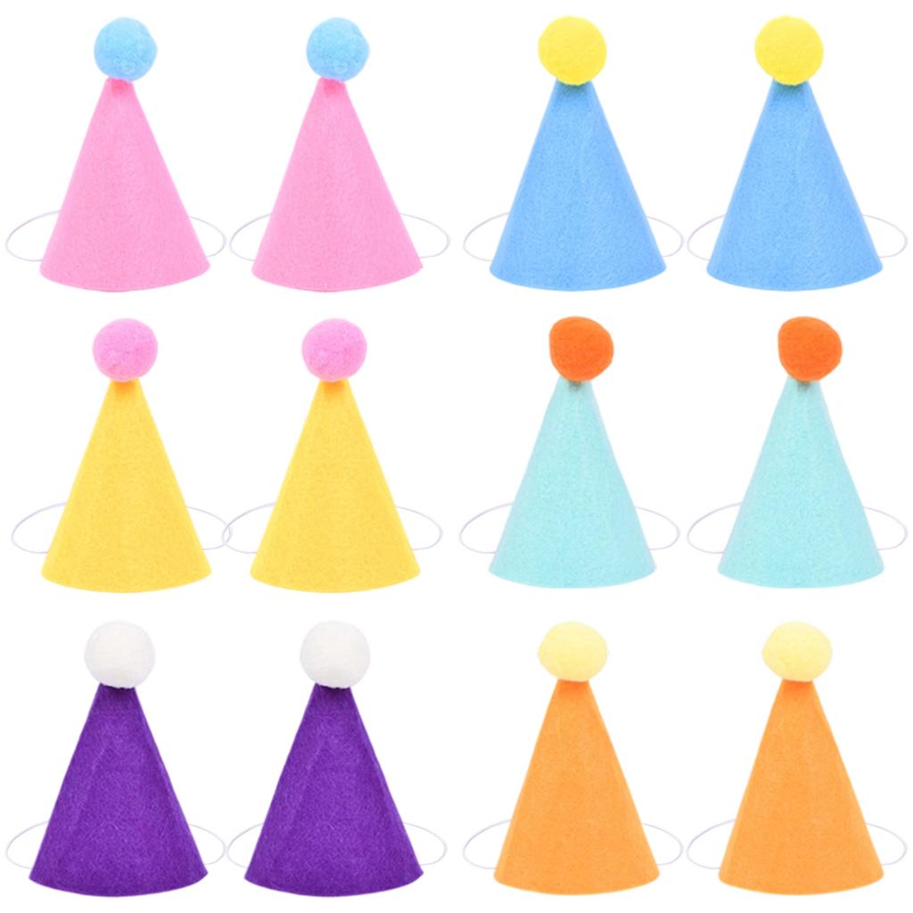 Colorful Dog Birthday Party Supplies Set with 12 Mini Hats and Elastic Ropes for Small to Medium Pets Cat Included