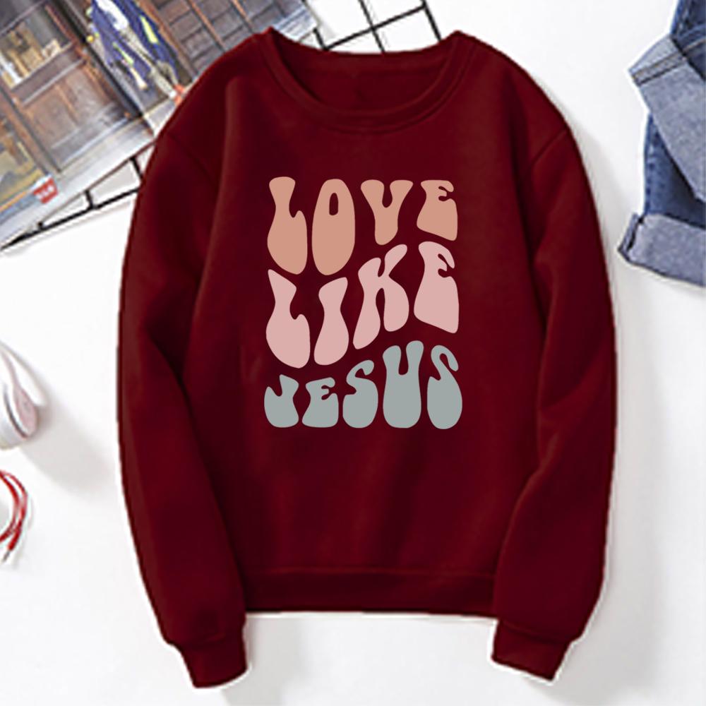 Христианская толстовка унисекс «Любовь как Иисус», толстовка с христианскими библейскими стихами, религиозный свитер, модные толстовки с круглым вырезом «Вера вместо страха»