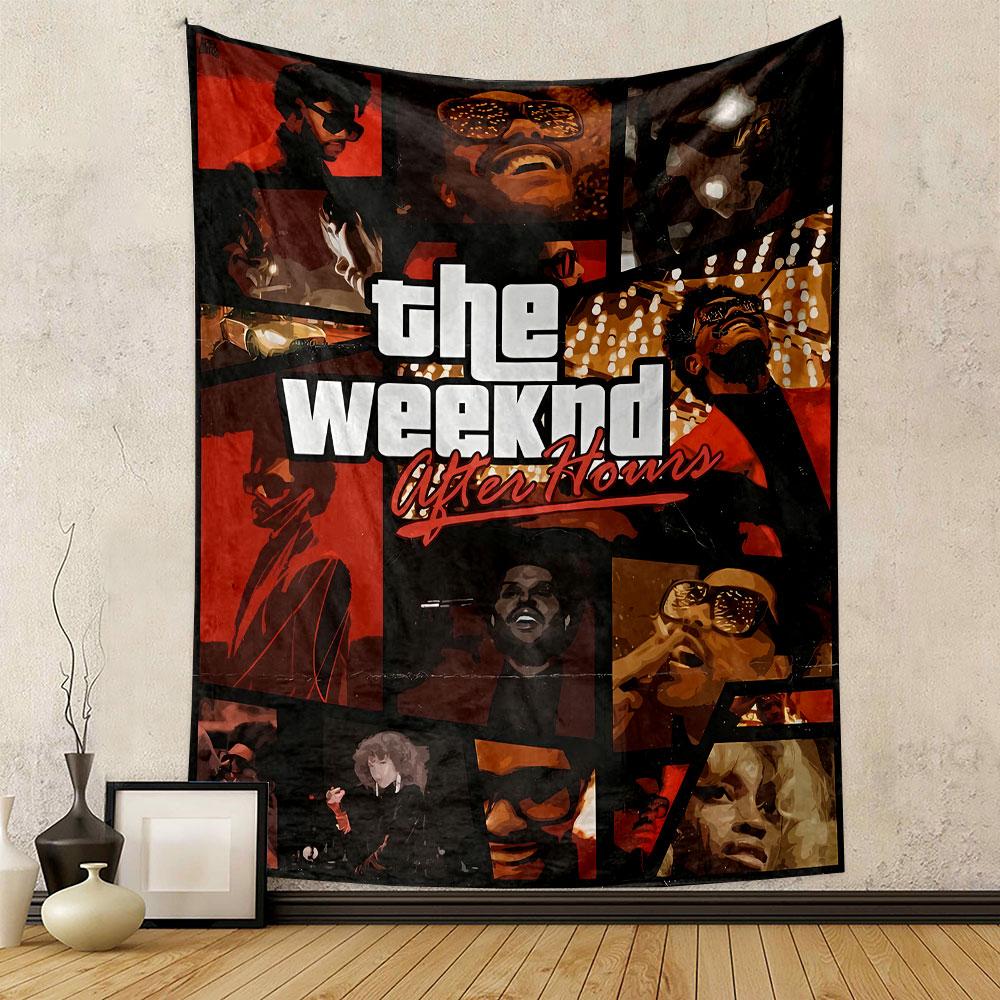 The Weeknd Music Tapestry Wall Hanging, Pop Star Album Art, Retro Music Wall Decor for Bedroom Dorm