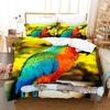 Macaw Bedding Set King/Queen Size Colourful Parrot Duvet Cover Boys Natural Tropical Green Plant Bird Polyester Quilt Cover