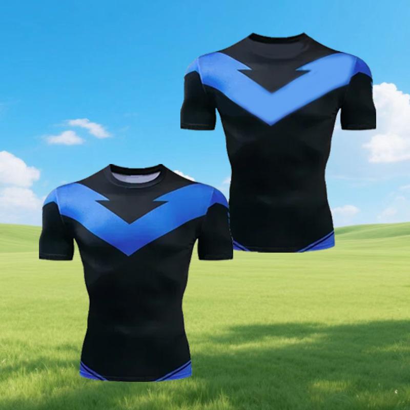Красная футболка с принтом Nightwing, короткий рукав, компрессионная, для взрослых, новый продукт 2025, свободный и повседневный топ для фитнеса