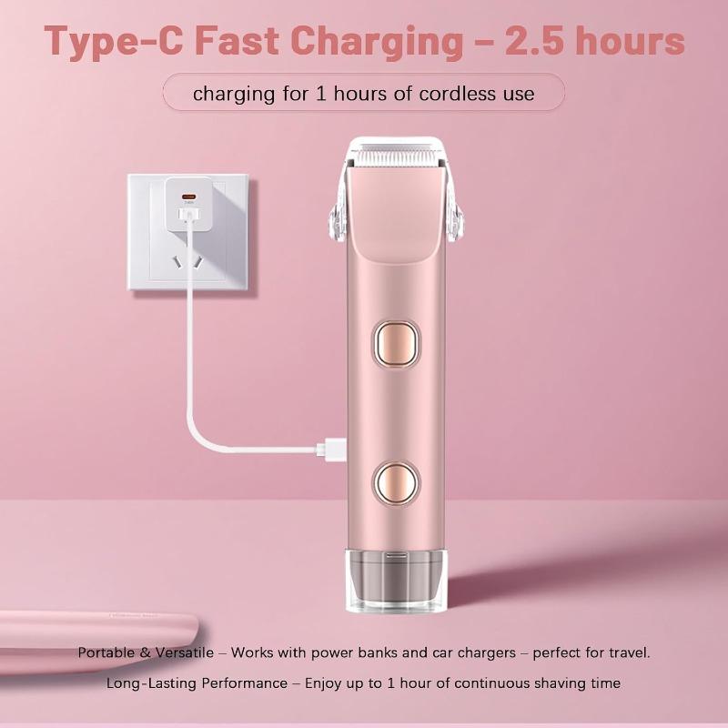 3-in-1 Lady Shaver & Bikini Trimmer for Women | Dual Head Electric Razor | USB-C Rechargeable Facial & Body Hair Remover for Lips, Underarms, Intimate