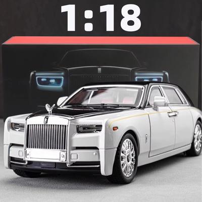 1:18 Модель автомобиля Rolls-Royce Phantom со звездным небом и люком на крыше из цинкового сплава, игрушечная литая машинка со звуком и светом, реалистичные коллекционные украшения