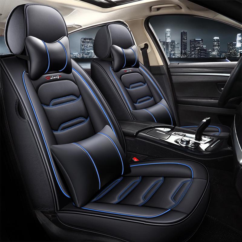 Всесезонные Универсальные Чехлы на Автомобильные Сиденья, Полное Покрытие из Искусственной Кожи, Подушки на Пять Сидений, Полный Комплект Чехлов на Пять Сидений