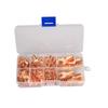 140Pcs/Box SC Copper Open Barrel Terminals with Black Heat Shrink Tubing Bare Cable Connectors