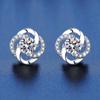 Korean Style S925 Sterling Silver Four-Leaf Clover Stud Earrings with Inlaid Diamonds