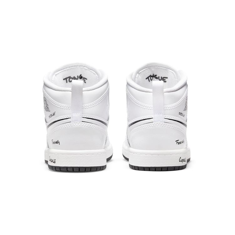 Детские кроссовки Air Jordan 1 Mid PS Schematic Белый Черный DQ1866-100