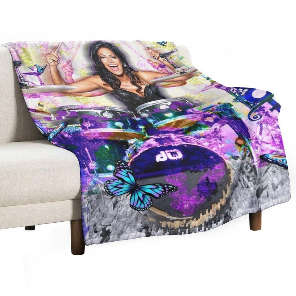 Sheila E. drummer - Prince drum woman - digital art by IonaArtDigital Throw Blanket Furrys Retros Sleeping Bag Blankets