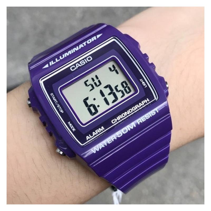 Casio Серия YOUTH - силиконовые маленькие квадратные, модные ретро маленькие квадратные часы, ЖК-дисплей, водонепроницаемые, спортивные, для студентов, кварцевый механизм, W-215H-6AVDF