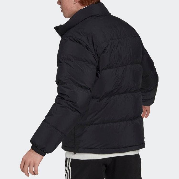 Adidas Однобортный прямой пуховик с однобортным логотипом и нашивкой, мужская верхняя одежда черного цвета HG2065