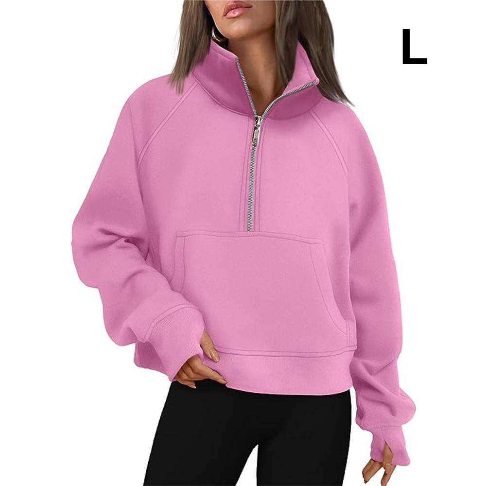 Женские толстовки на молнии, укороченный пуловер, флисовые толстовки на молнии на четверть, осенняя одежда, одежда с отверстием для большого пальца