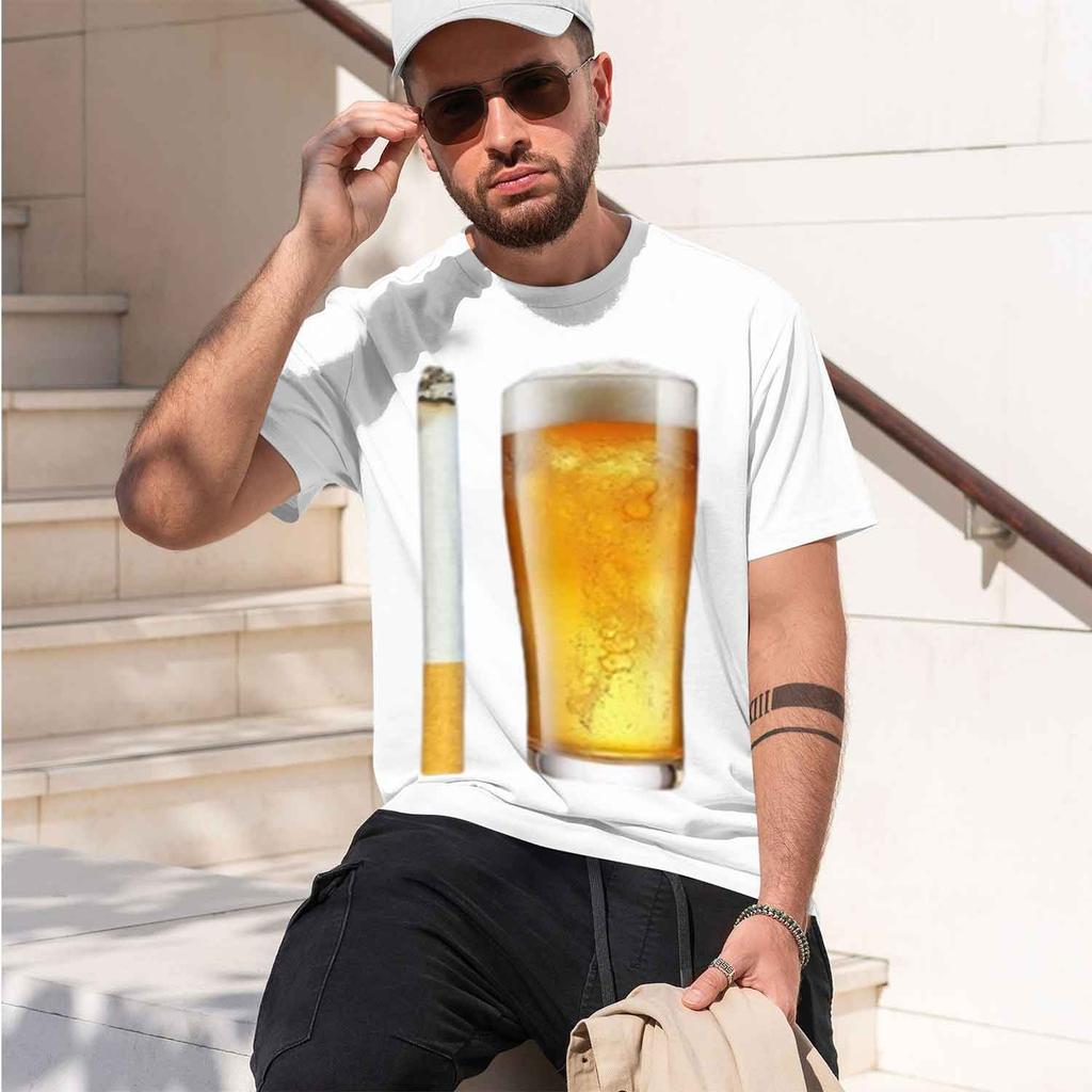 Beer Tshirt Funny Inking Smoking Design Oneck Tee Gift For Unisex Unisex Bar Py Tees Short Sve Summer Casual Shirt 2026 New Model