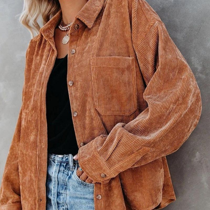Вельветовая свободная рубашка на пуговицах осень-зима, новая женская, разнообразные стили, однотонная модная блузка