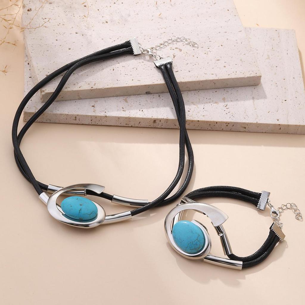 Богемный акриловый набор украшений «Улитка», «Овальный глаз»: Женское ожерелье и браслет из вощеного шнура