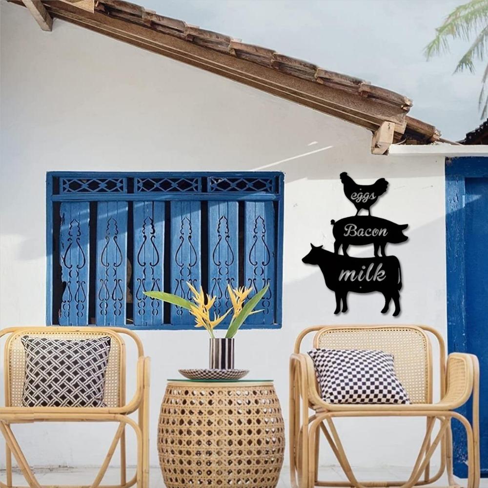 1PC Farmhouse Sign – Metal Wall Art with Farm Animals, Elegant Wall Hanging Plaques & Ornaments for Garden Party Decor