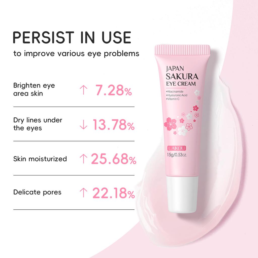 Увлажняющий и омолаживающий крем для глаз с сакурой 15 г с натуральными экстрактами от темных кругов и морщин