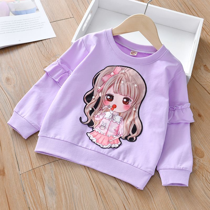 Spring Autumn Girls Long Sleeve Shirt 2022 New Children's Cotton T-shirt O-neck Sweater Tops