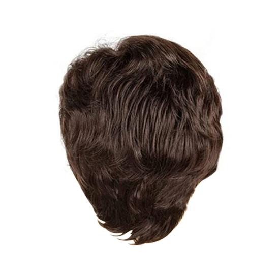 Men Short Curly Wig with Bangs Fluffy Natural Looking High Temperature Fiber Male Wavy Black Brown Synthetic Hair
