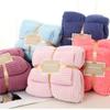 High Quality Coral Velvet Towel Bath Towel Set Solid Color Plaid Soft Absorbent Adult Style Beach Towel Set