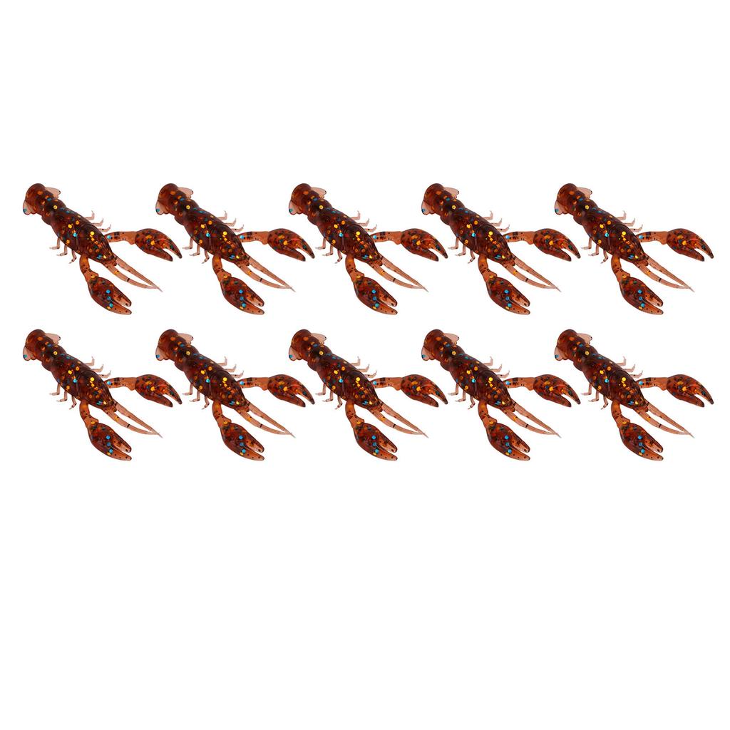 10pcs Soft Fishing Lure Crawdad Bait PVC Shrimp Artificial Soft Lure Baits for Bass FishingDark