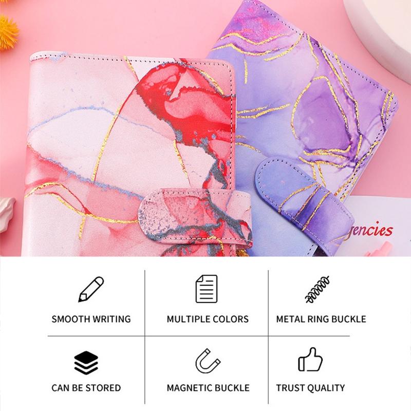 Marble A6 Budget Binder for w/ Budget Sheets Cash Envelopes Bag Colored Label Stickers for Budgeting Cash Budget Organiz