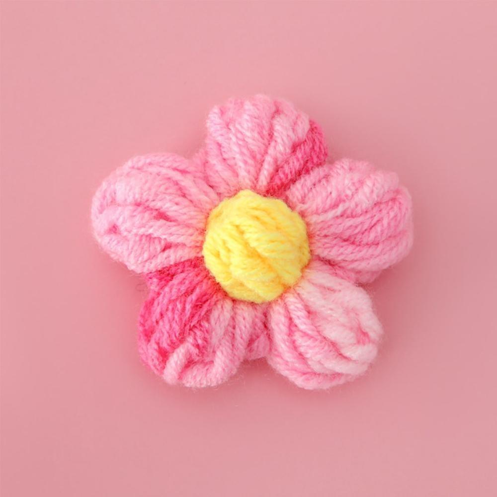 100Pcs Crochet Flowers Puff Flower Gradient Color Knitted Handmade Crochet Flowers for Crafts Embellishment DIY Hair Headband Hat Clothing Accessories