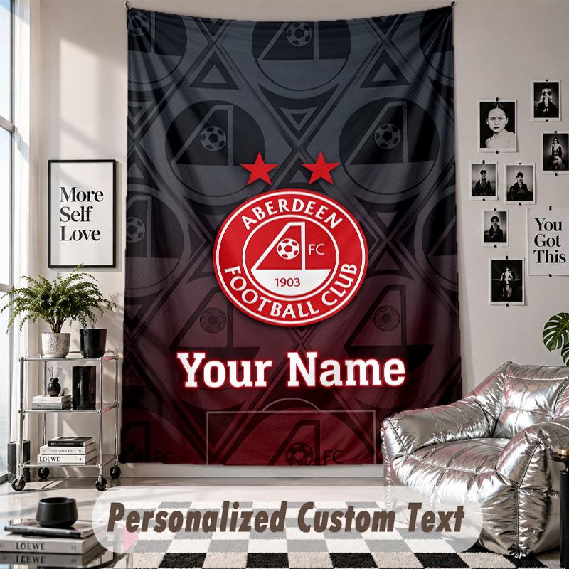Custom Tapestry Wall Hanging, Aberdeen FC Personalized Name Text Home Wall Decor