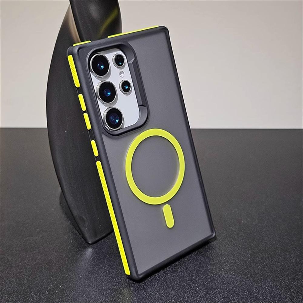 Luxury Thin Matte PC For Magsafe Magnetic Phone Case For Samsung Galaxy S25 S23 S24 Plus S22 Ultra Wireless Charge Protect Cover