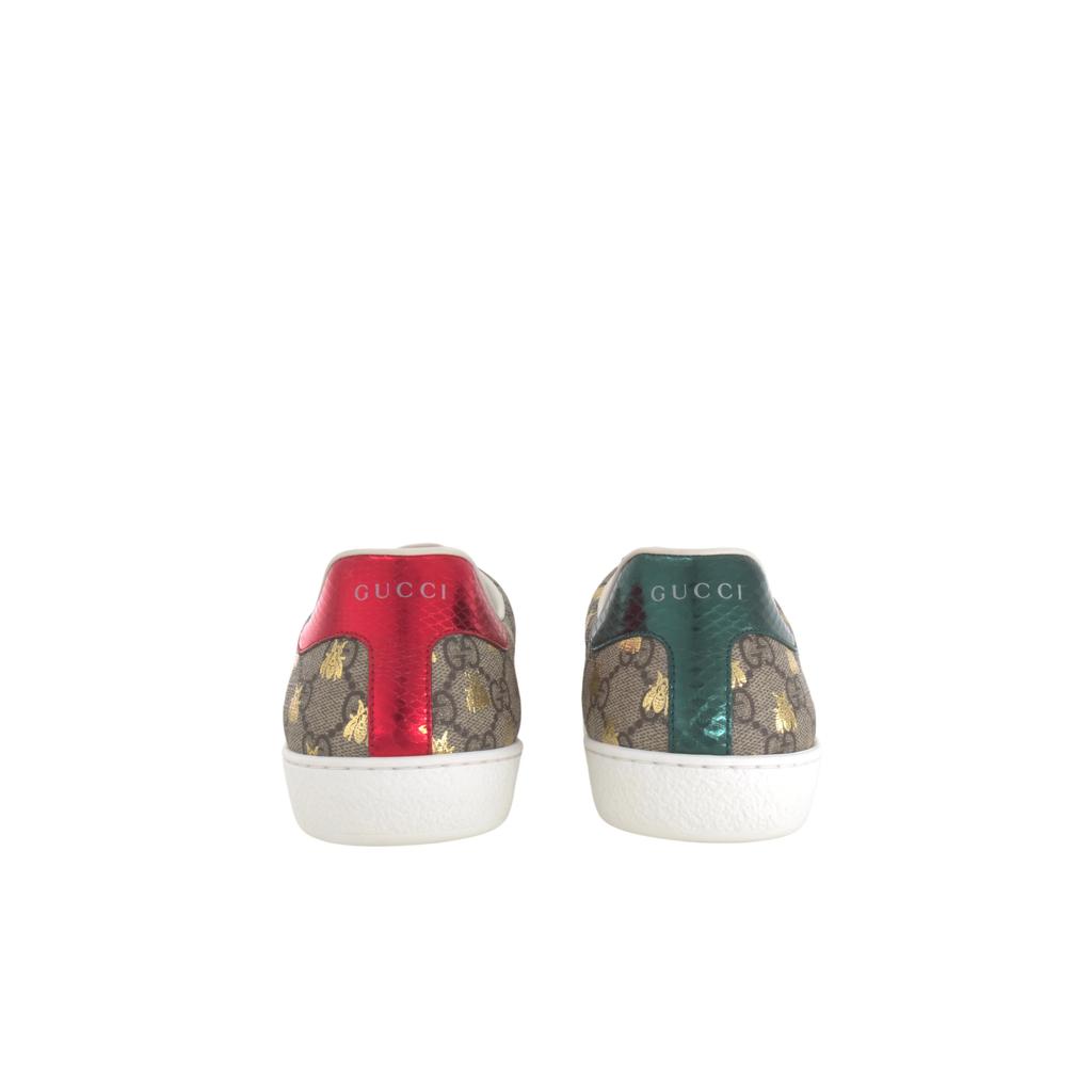 Gucci Ace GG 'Bees' (Unisex) Beige / Gold / Green / Red Skate Shoes 548950 9N050 8465