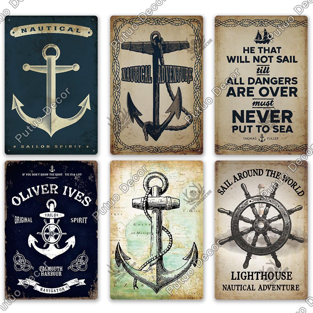Декор Навигация Жестяной Знак Металлические Знаки Винтаж Морская Мечта Искусство для Пляжа Пляжный Дом Морской Человек Пещера Украшения Стены