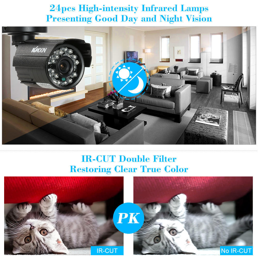 Пулевая камера видеонаблюдения 1200TVL, 24 ИК-лампы, ночное видение, 1/3 дюйма, CMOS IR-CUT, водонепроницаемая для домашней безопасности