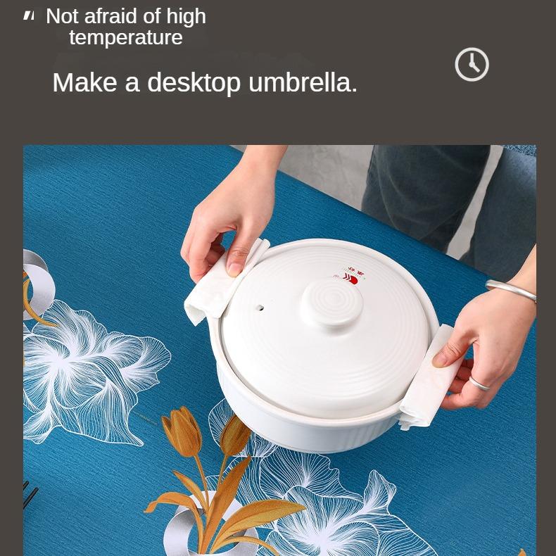 Скатерть в скандинавском стиле, водонепроницаемая и маслостойкая скатерть из ПВХ, прямоугольная скатерть Chazhhuo с простым узором и цветком, уличная походная ткань