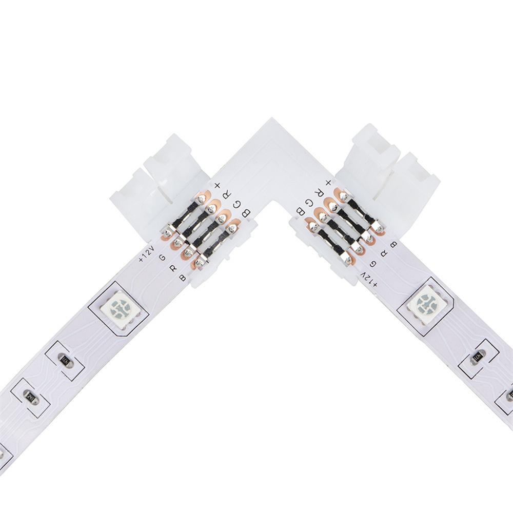 20 шт./набор 10 мм 4-контактный LED RGB-коннектор Набор L-образный Неподключенный Беспаечный Бесщелевой SMD 5050 RGB-коннектор Аксессуары для светодиодных лент