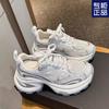 Thick-soled Silver Dad Shoes for Women 2024 Summer New Breathable Mesh Heightening Casual Fashion Versatile Sports Shoes for Women