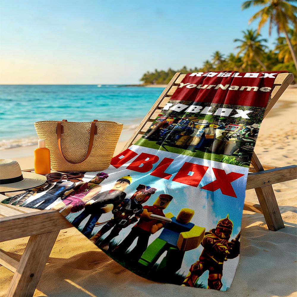 Roblox Customizable Name Beach Towel High Absorbency & Quick-Dry Suitable for Swimming Gym Camping Yoga Vacation
