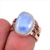 Natural Rainbow Moonstone Gemstone 925 Sterling Silver Two Tone Ring S.5.5 O9b77