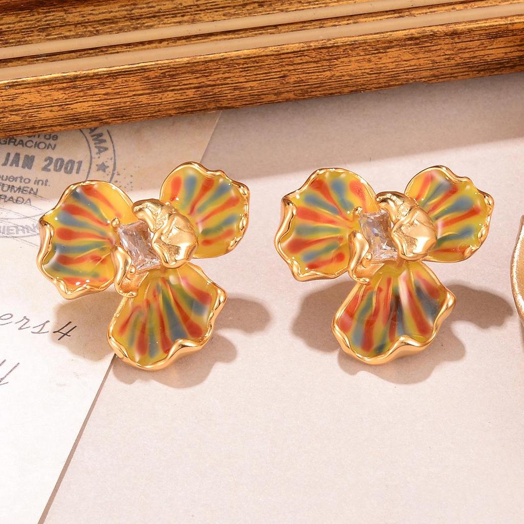 Винтажные серьги-пусеты из барочного жемчуга: Ретро Живопись Маслом и Женские Украшения в Новом Китайском Стиле