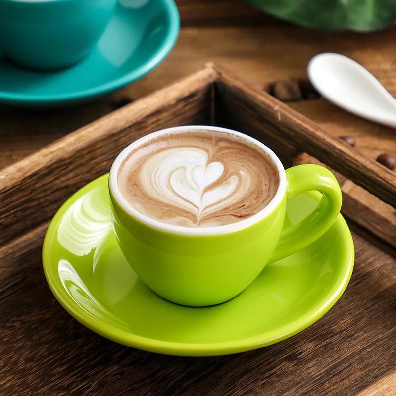 75ml/200ml Ceramic Mug Latte Art Cup With Saucer for Cappuccino Manual Brew Coffee Cup New Bone China for Coffee Shop Barista