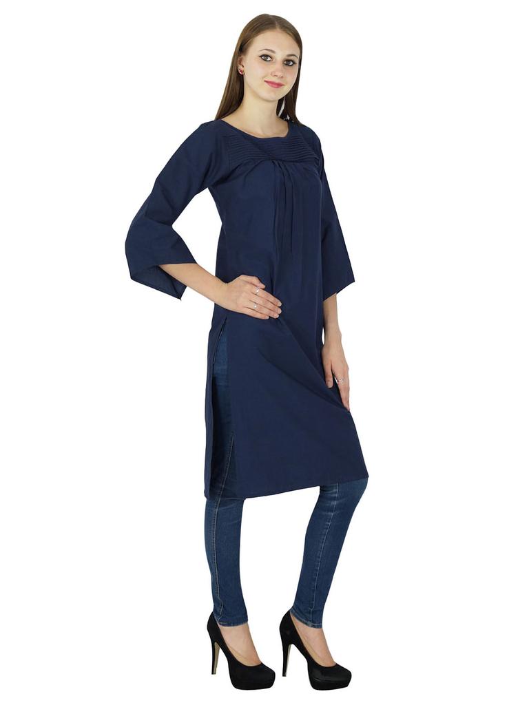 Designer Indian Bollywood Solid Top Kurta Women Cotton Kurti Casual Tunic