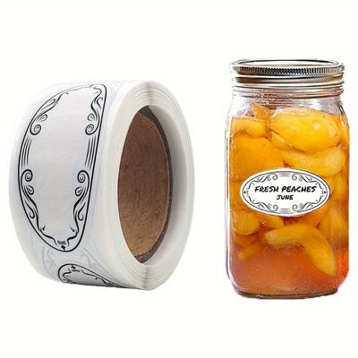 1 рулон белых самоклеящихся этикеток овальной формы для надписей с этикетками классификации продуктов питания, этикетки для консервов