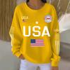 Свитшот с длинным рукавом и принтом букв USA, с круглым вырезом, повседневный, свободного кроя, для женщин, мужчин, унисекс, с рисунком флага