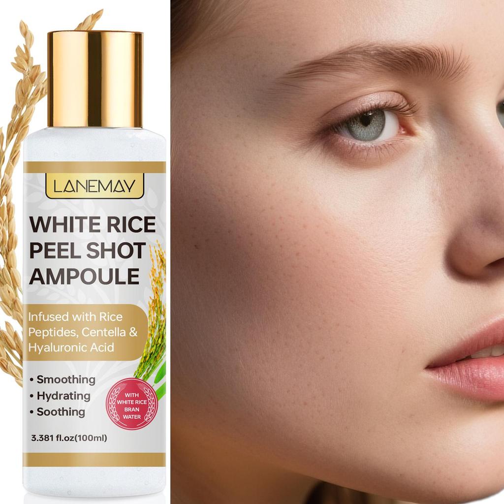 Ампула-Шот с Белым Рисом-Глубоко Увлажняет и Успокаивает Сухую или Раздраженную Кожу-Укрепляет Кожный Барьер для Более Гладкой Кожи-100 мл
