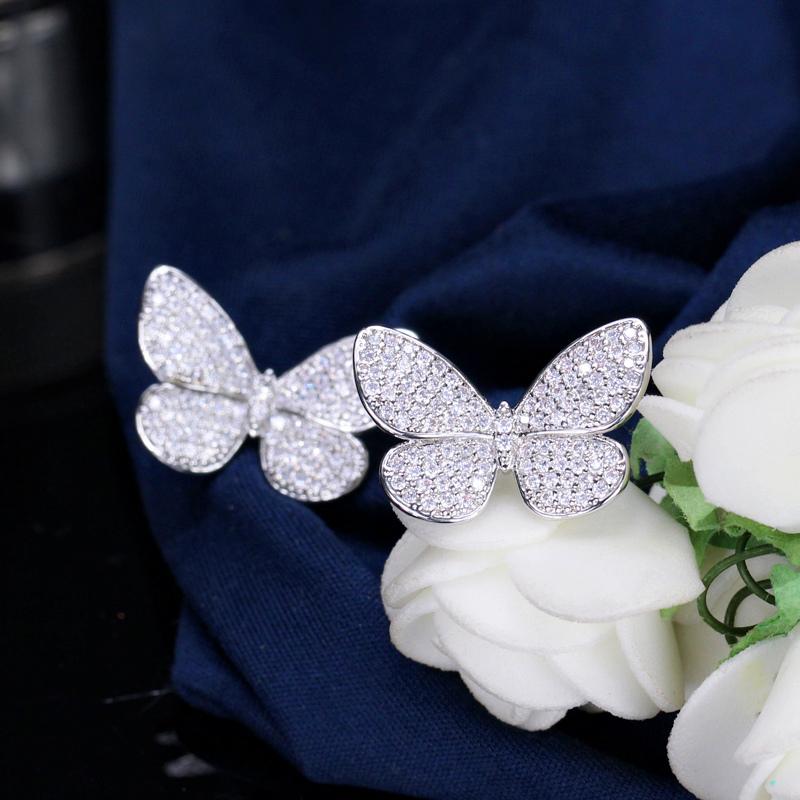 CMM Trendy Zirconia Chic Butterfly Shape Big Stud Earrings