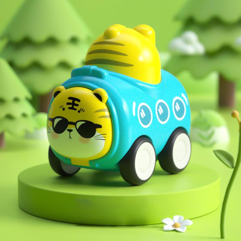 4 In 1 Panda Bear Pig Tiger Design Educational Baby Gift For 3-6 Year Old Boys Girls Press & Go Animal Toy Cars For Kids