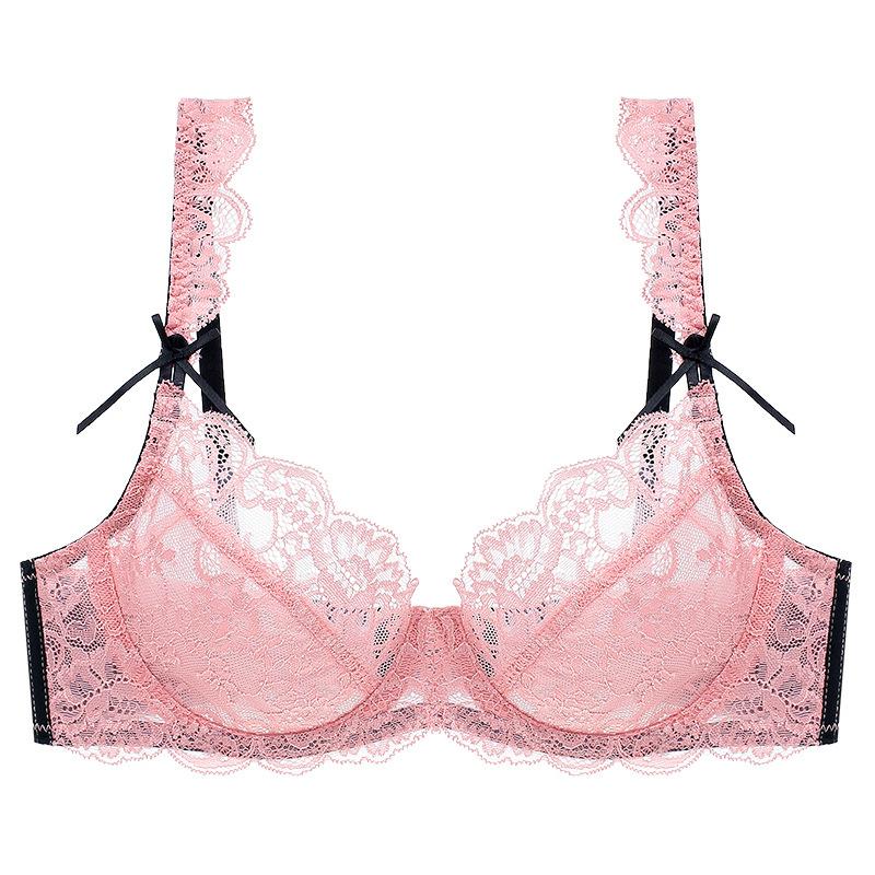 Французское сексуальное кружевное нижнее белье женское летнее ультратонкое дышащее большого размера нижнее белье большая грудь маленькая защита от провисания бюстгальтер