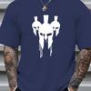 Spartan Helmet Dripping Graphic Print T-Shirt Breathable Cool, Comfortable Wear,Daily Casua