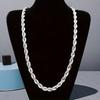 4MM Silver Plated Twisted Rope Jewelry Set, Minimalist Twist Chain Necklace & Bracelet Unisex Layering Daily Accessory