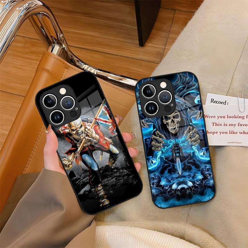 Skeleton Rock Band Phone Case Tempered Glass For IPhone 13 14 12 15 11 Plus Pro XS Max Mini X XR 8 7 6s SE2020 Cover