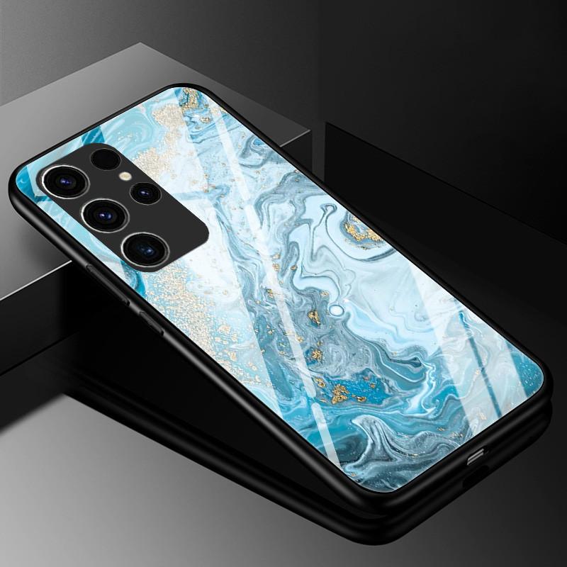 Мраморный чехол из закаленного стекла для Samsung Galaxy S23 Ultra 5G, модная стеклянная задняя крышка для Samsung S23 Plus / S23 Ultra